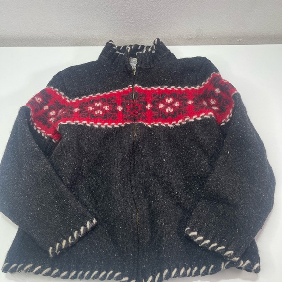 Vintage Eagle's Eye Cardigan Zip Sweater Nordic Fair Isle Wool Silk Shrunken XS - Picture 2 of 8